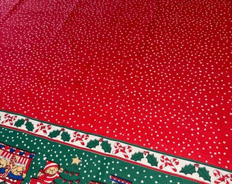 Vintage Christmas Tablecloth 52X52 1980’s Christmas Bears Cottagecore
