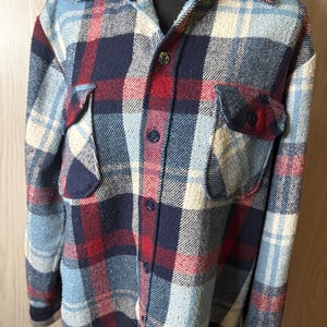 Vintage 80’s Men’s Wool & Linen Large Plaid Flannel Shacket