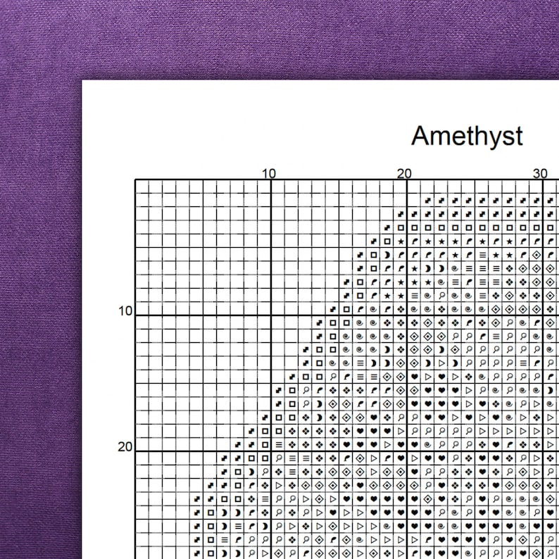 Amethyst Crystal Cross Stitch Pattern: Modern Gemstone Design (PDF) - Etsy