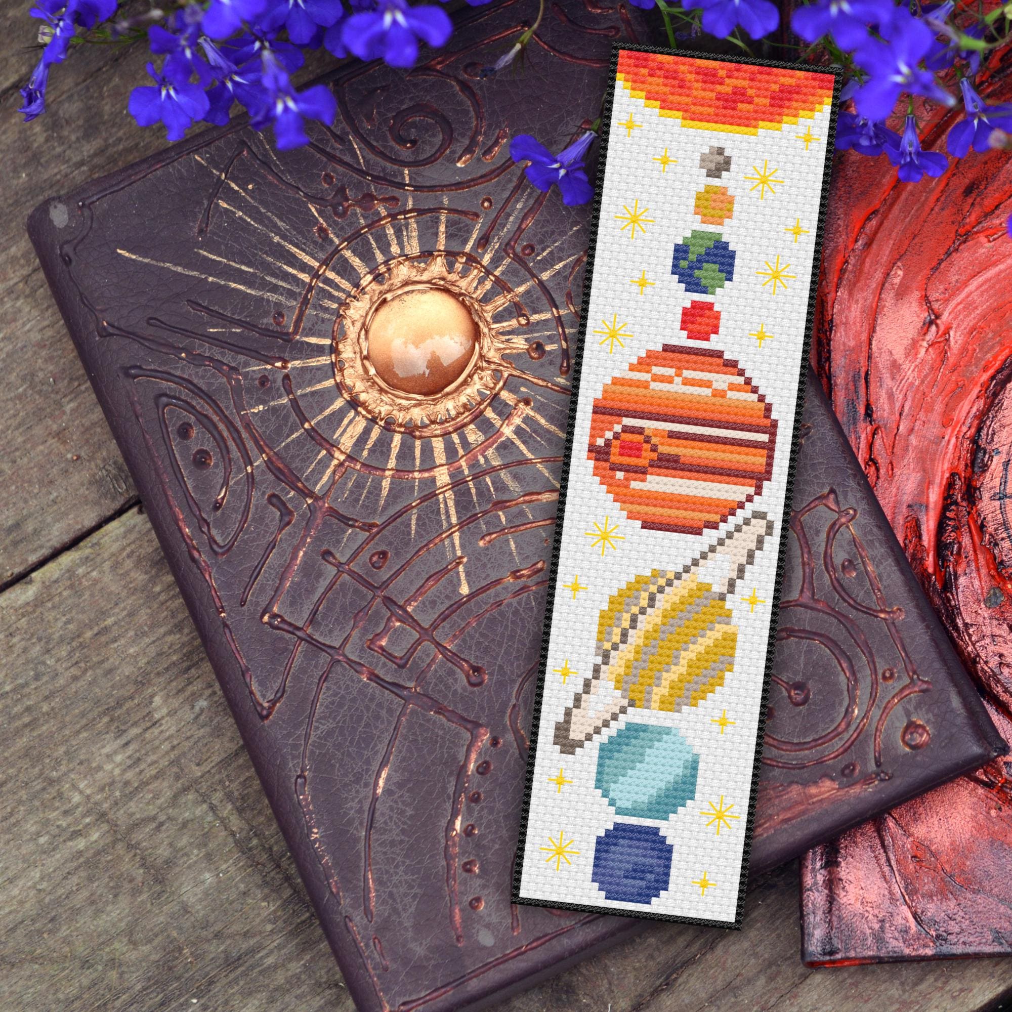 Solar System Bookmark Design Solar System Bookmark Cross Stitch Patterns, Set of 2: Planets, Sun ...
