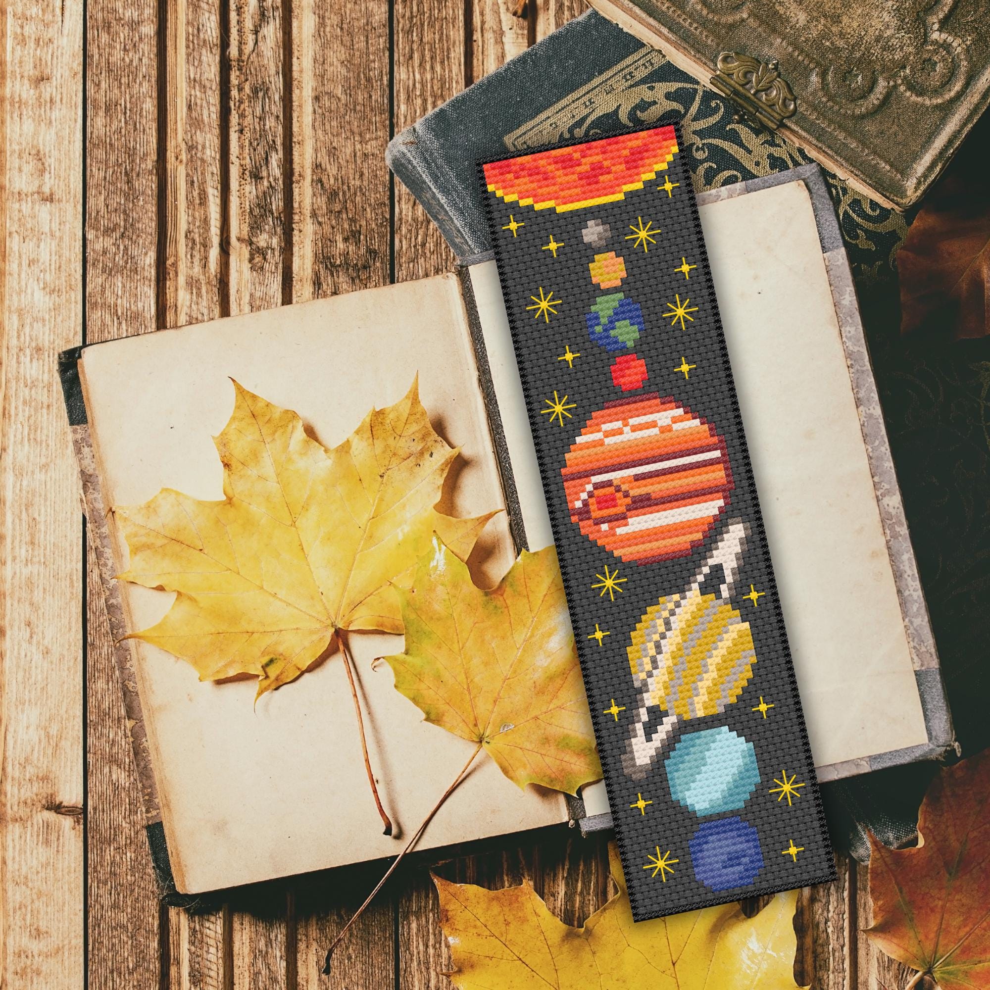 Solar System Bookmark Design Solar System Bookmark Cross Stitch Patterns, Set of 2: Planets, Sun ...