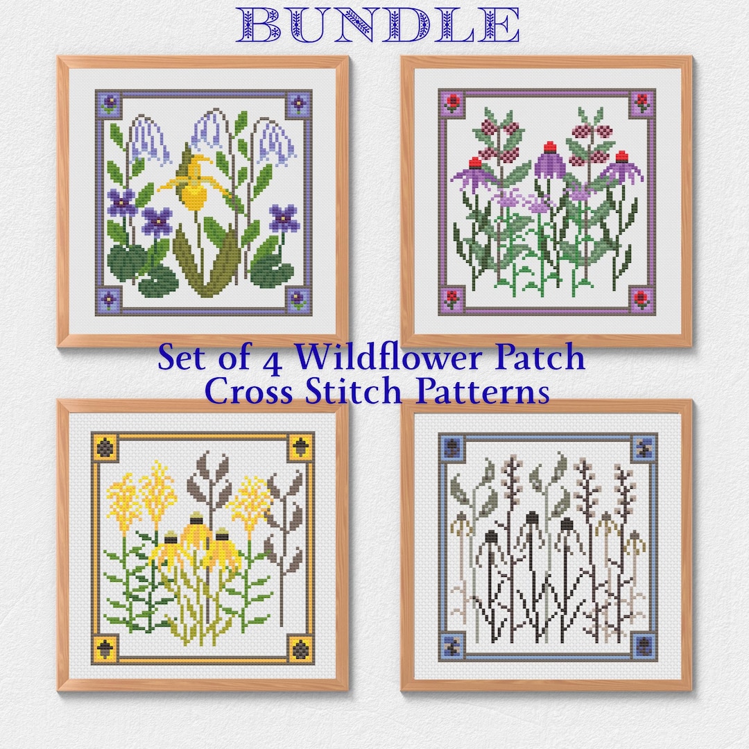 Wildflower Patch Cross Stitch Pattern Bundle: Spring, Summer, Fall ...