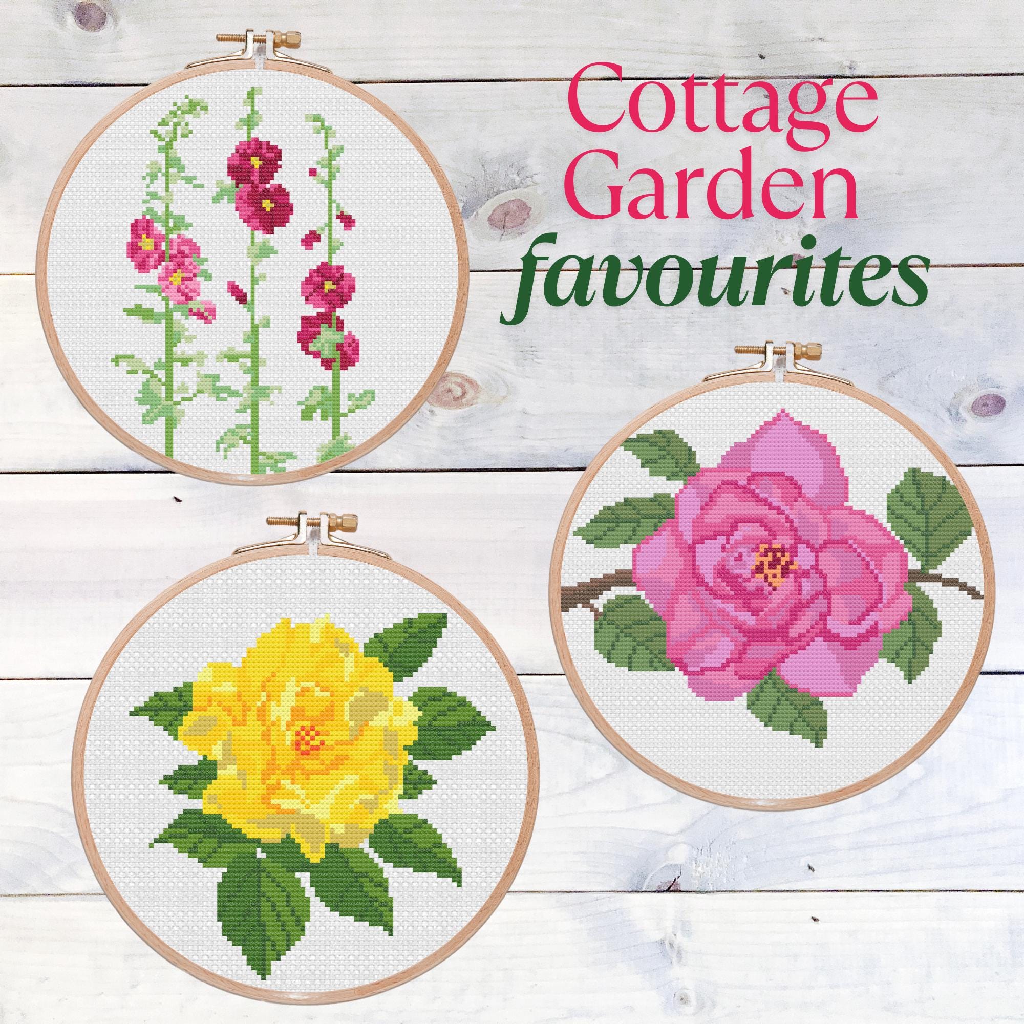 Cottage Garden Flowers Cross Stitch Pattern Bundle: 15 Floral Designs ...