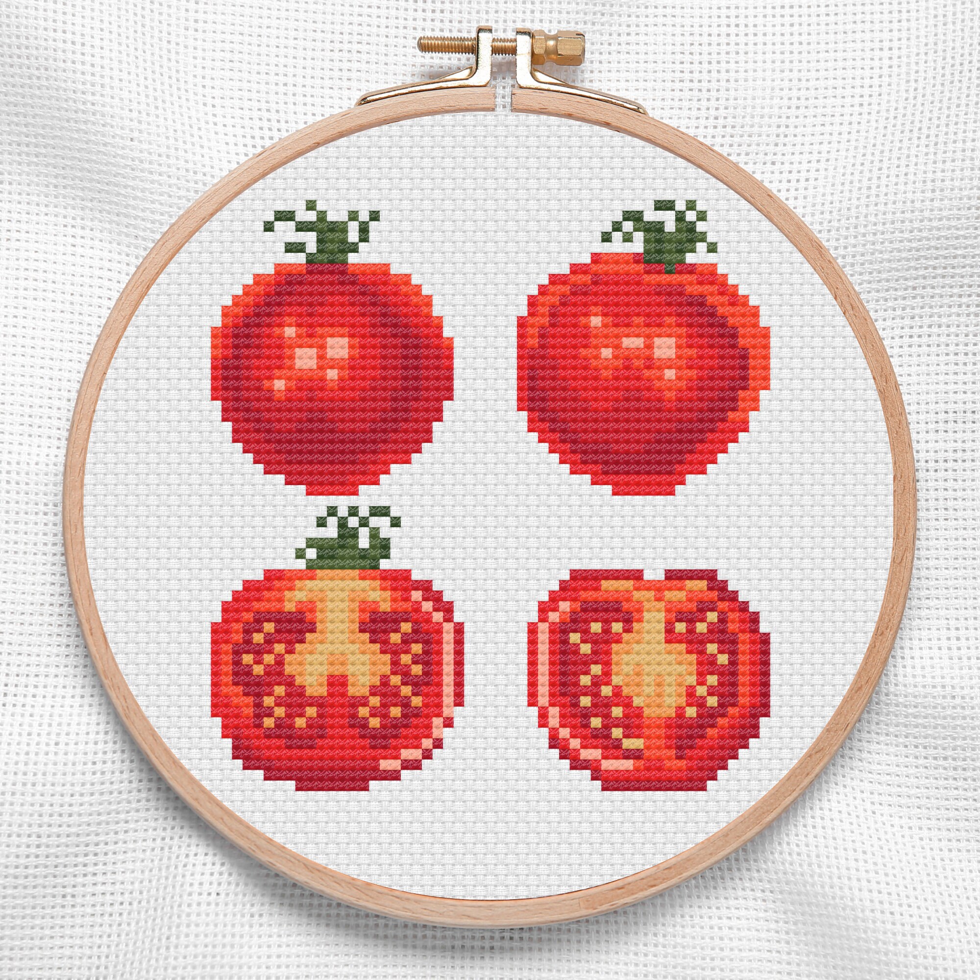 Cherry Tomatoes Cross Stitch Pattern: Beginner Vegetable Sampler
