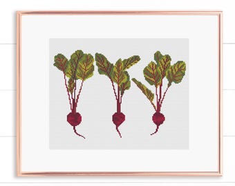 Farmers Market Beets Cross Stitch Pattern: Vegetable Sampler (PDF)