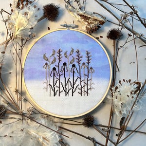 Winter Wildflower Patch Cross Stitch Pattern: Milkweed, Asters, Coneflowers (PDF Download)