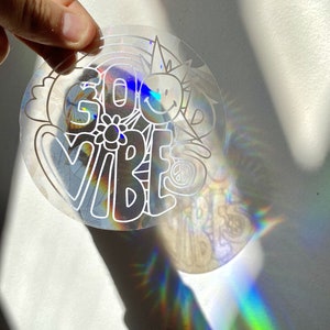 GOOD VIBES- Rainbow maker prism sun catcher decal