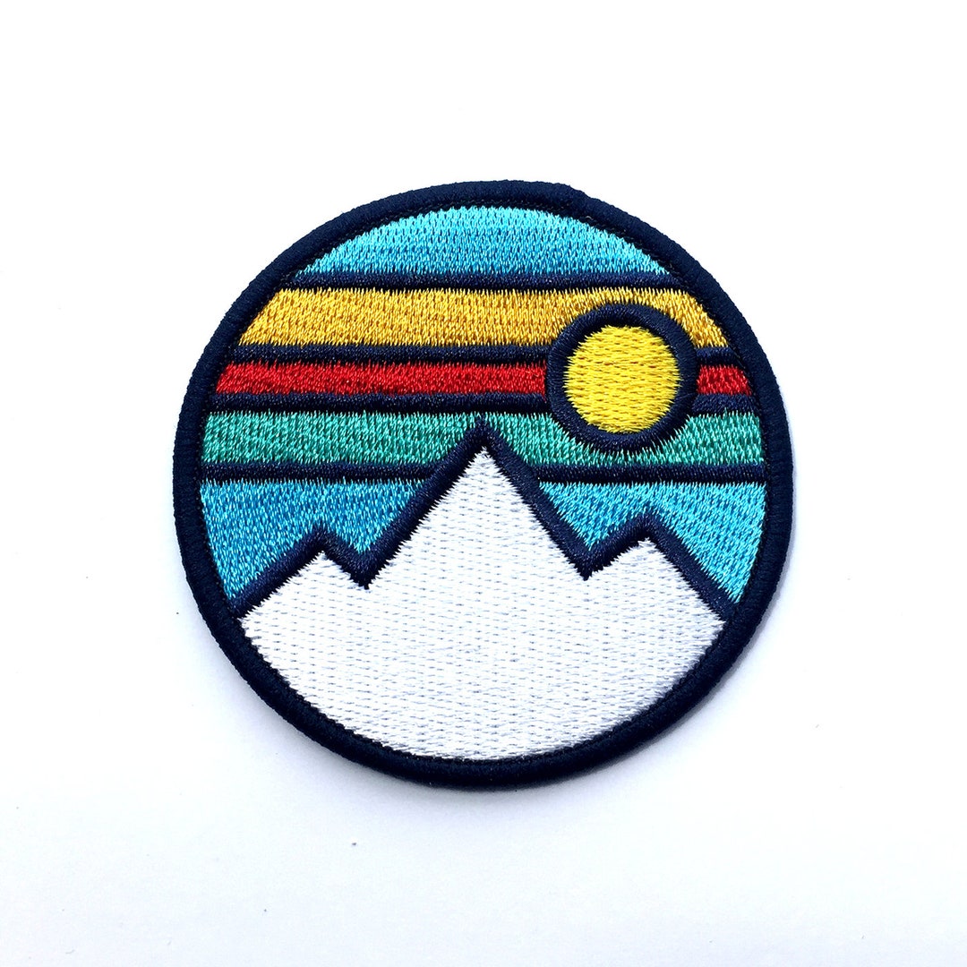 Round Mountain Side Landscape Embroidery Patch Nature Embroidered