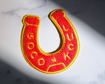 Good Luck- Red Chenille Iron On Patch