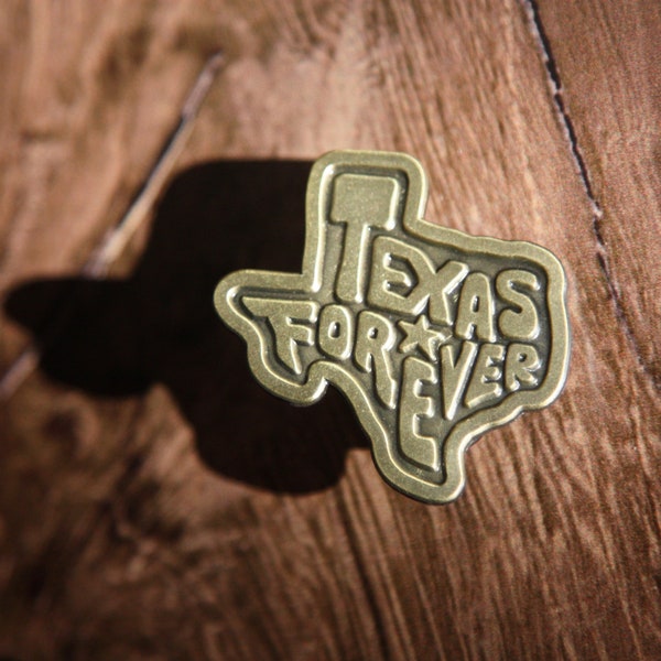 Épinglette en émail doré Texas Forever