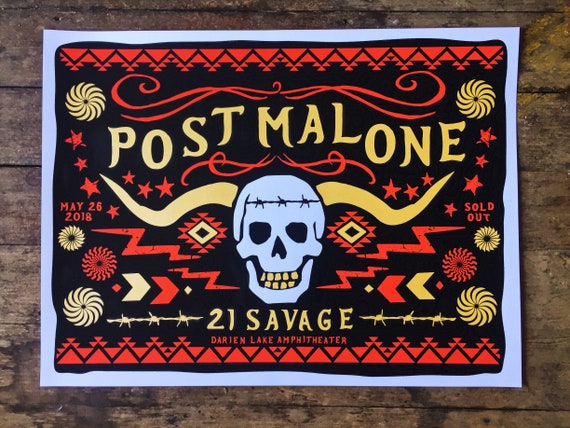 Official Screeprinted Poster Darien Lake post malone