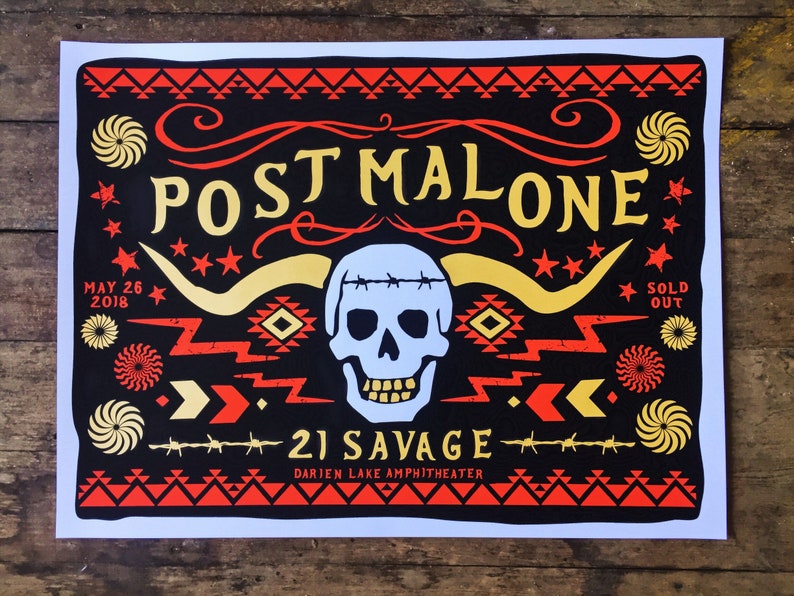 Post Malone Darien Lake Official Screenprinted Poster Etsy