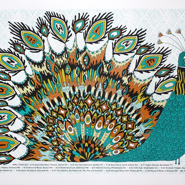 Iron and Wine- April 2011- Hand-printed Tour Poster