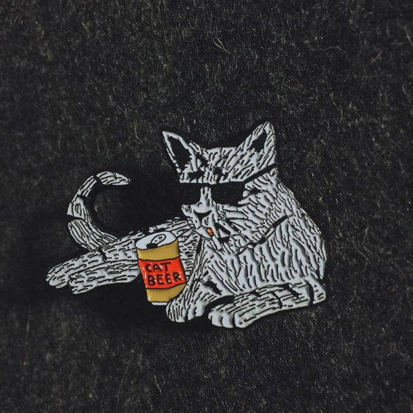 Cat beer- soft enamel pin