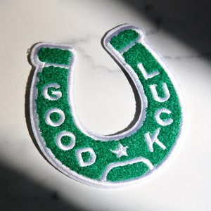 Good Luck- Green Chenille Iron On Patch