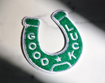 Good Luck- Green Chenille Iron On Patch