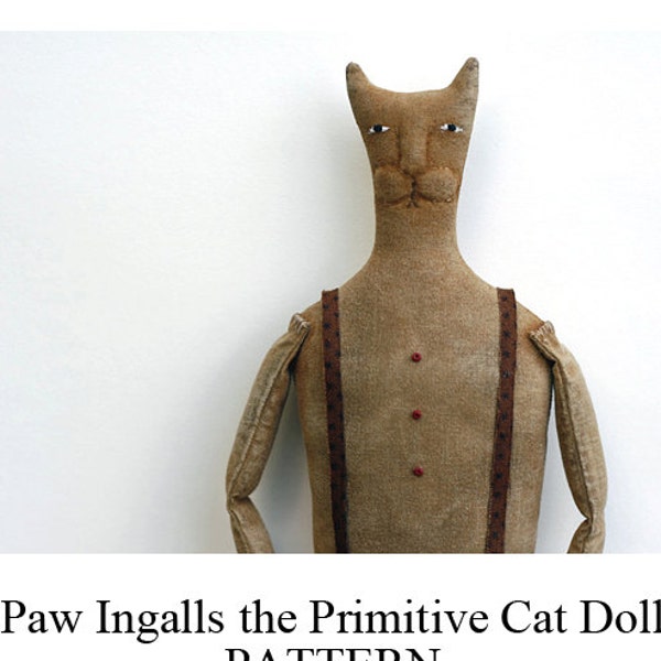 Primitive E-Pattern - Paw Ingalls the Primitive Cat Doll - PDF File Digital Download