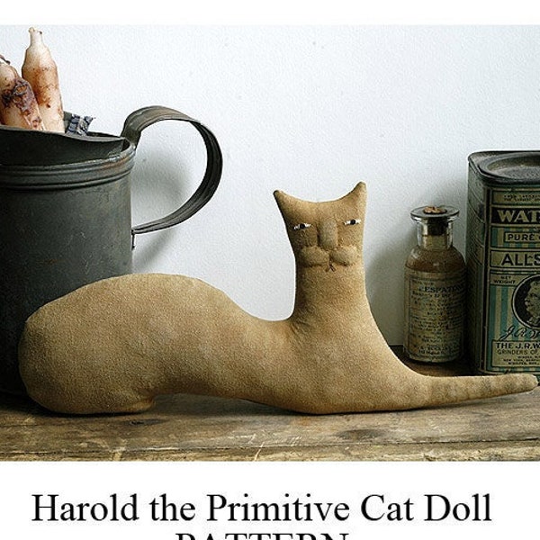 Primitive E-Pattern - Harold the Primitive Cat Doll - PDF File Digital Download