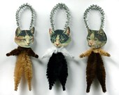 Victorian Calico Cat Retro Christmas Ornaments - Stocking Stuffer