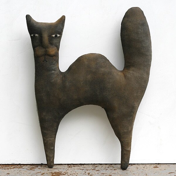 Black Cat Primitive Doll - Halloween Folk Art Doll - Made to Order