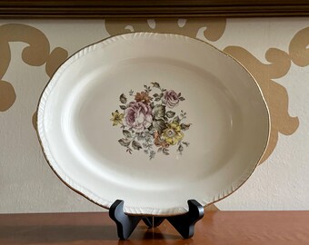 Floral and Gold Vintage Serving Platter
