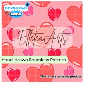 Cute Pink Valentine Hearts Seamless Pattern Seamless File Digital Download Instant Download Seamless Heart Seamless Valentine&#39;s Day Pattern