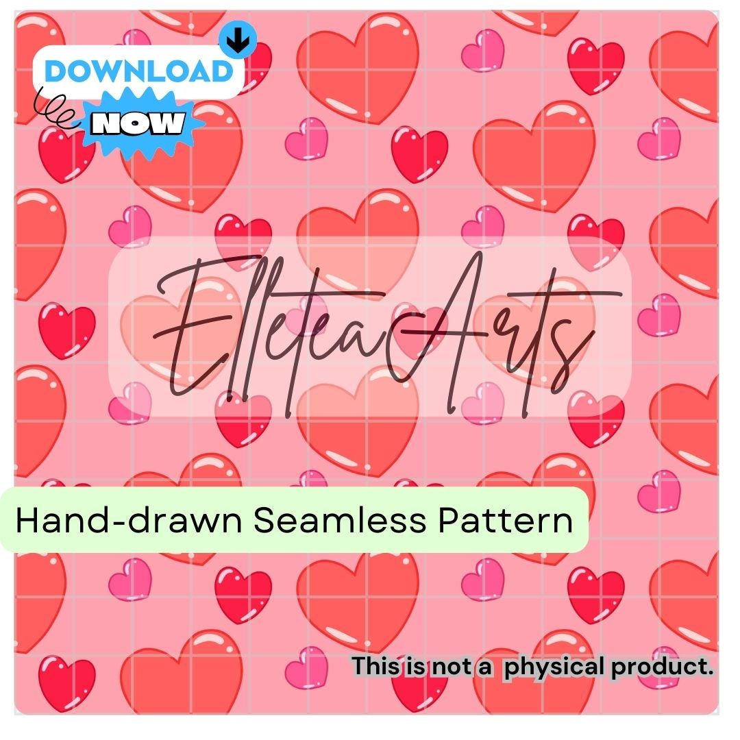 Cute Pink Valentine Hearts Seamless Pattern Seamless File Digital ...