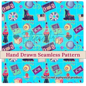 Blue 90s Seamless Pattern Seamless File 90s Nostalgia 90s PNG Retro Seamless 90s Digital Paper 90s Aesthetic 90s Fabric 90s Sublimation