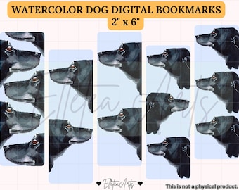 Watercolor Dog Bookmarks, Printable Bookmark PNG (Digital Download)