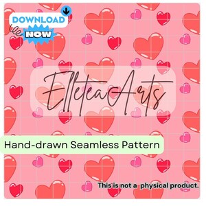 Cute Pink Valentine Hearts Seamless Pattern Seamless File Digital Download Instant Download Seamless Heart Seamless Valentine&#39;s Day Pattern