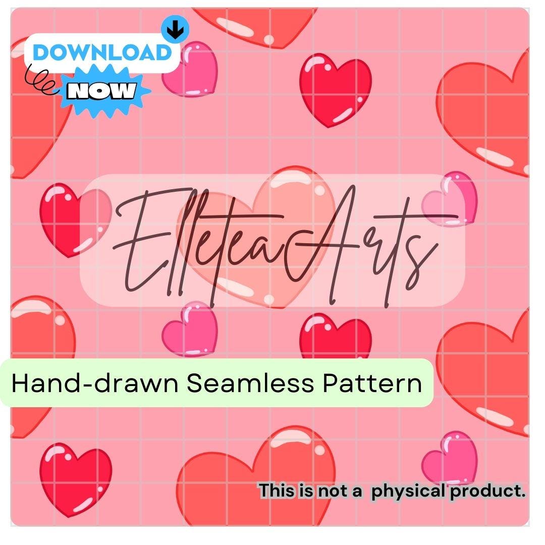 Cute Pink Valentine Hearts Seamless Pattern Seamless File Digital ...