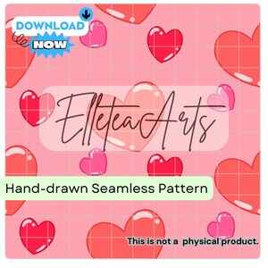 Cute Pink Valentine Hearts Seamless Pattern Seamless File Digital Download Instant Download Seamless Heart Seamless Valentine&#39;s Day Pattern