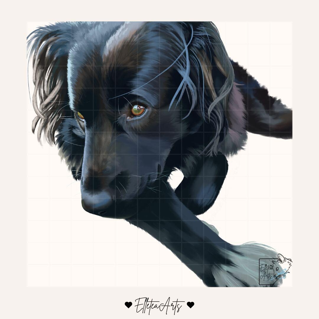 Custom Pet Portrait Digital Memorial Painting - Personalized Dog Cat Art Commission from Photo Gift