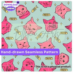 Cute Cats Seamless Pattern Cat Digital Pattern Seamless File Digital Download Instant Download Cat Seamless Design Cute Cat Pattern