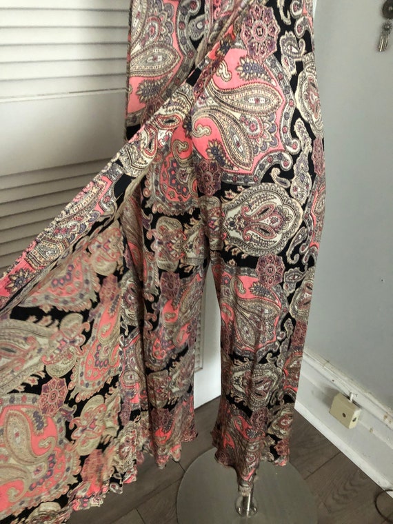 Vintage 60s nylon paisley print jumpsuit one piec… - image 4