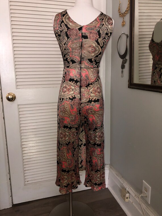 Vintage 60s nylon paisley print jumpsuit one piec… - image 8