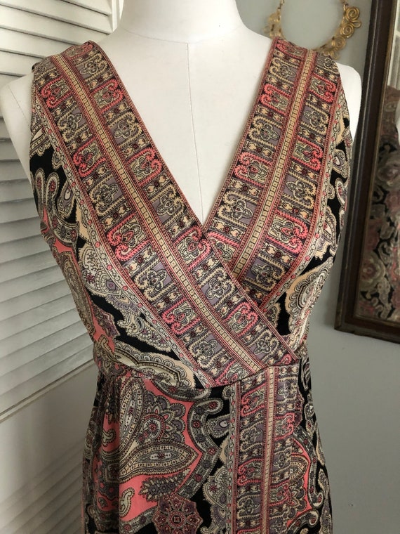 Vintage 60s nylon paisley print jumpsuit one piec… - image 3