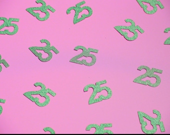 25th Anniversary Confetti | Glitter Number 25 Table Scatter | Silver Anniversary Party Decor