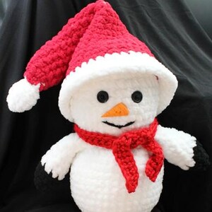 12&quot; Crochet Snowman Plush – Soft & Cuddly Handmade Christmas Toy with Hat and Scarf