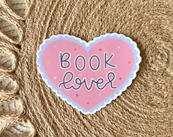 Book Lover Sticker: Pink Heart Vinyl Reading Decal