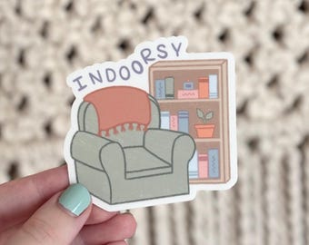 Indoorsy Vinyl Sticker: Cozy Homebody Reading Nook (3in x 2.75in)