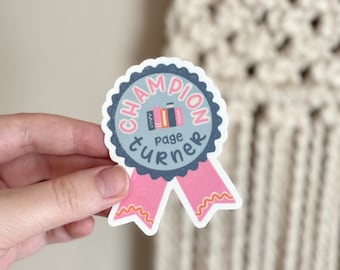 Champion Page Turner Vinyl Sticker: Book Lover Gift