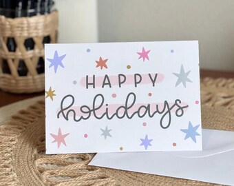 Happy Holidays Card: Colorful Star Greeting Card