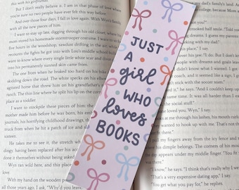 Just a Girl Who Loves Books Bow Bookmark | 2in x 7in
