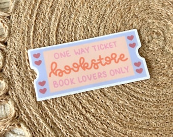 Bookstore Ticket Vinyl Sticker: Waterproof Reading Decal (3in x 1.5in)