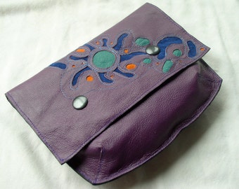 Large Pouch Wallet in Recycled Leather and Suede