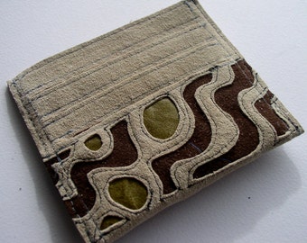 Applique Card Wallet in Recycled Suede