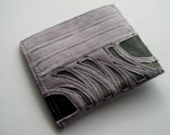 Applique Card Wallet in Recycled Suede