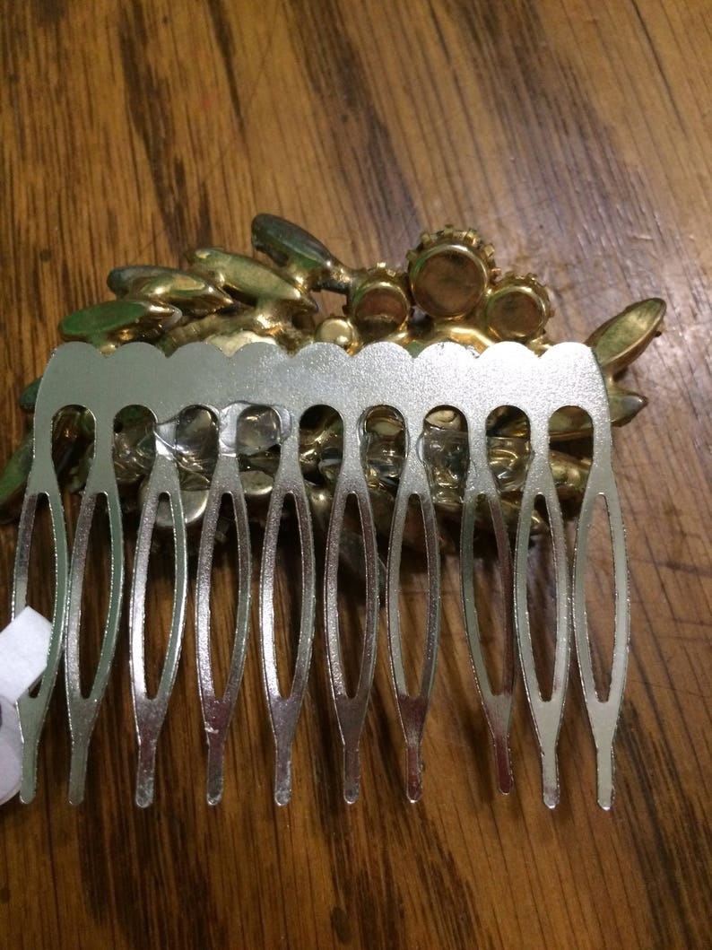 Blue stone and rhinestone repurpised hair comb