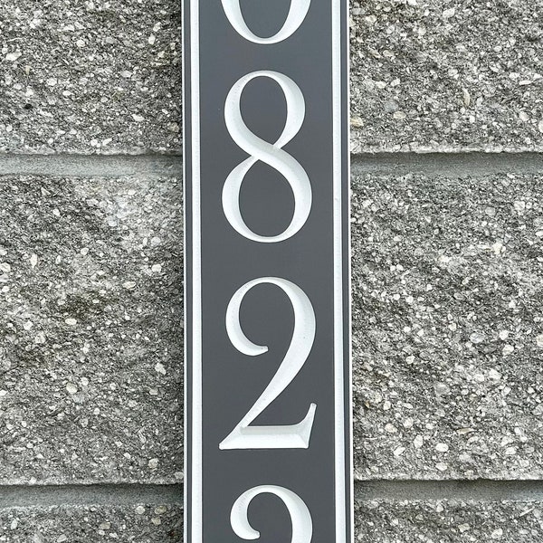 Custom PVC Address Sign- Painted Vertical House Number, Outdoor, Weatherproof, Durable, Coastal, Beach, Unique, Modern